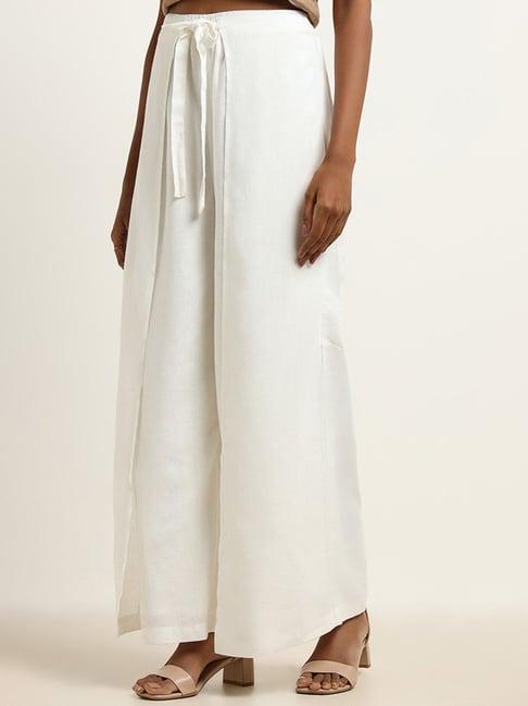 lov by westside white tie up wide leg pants