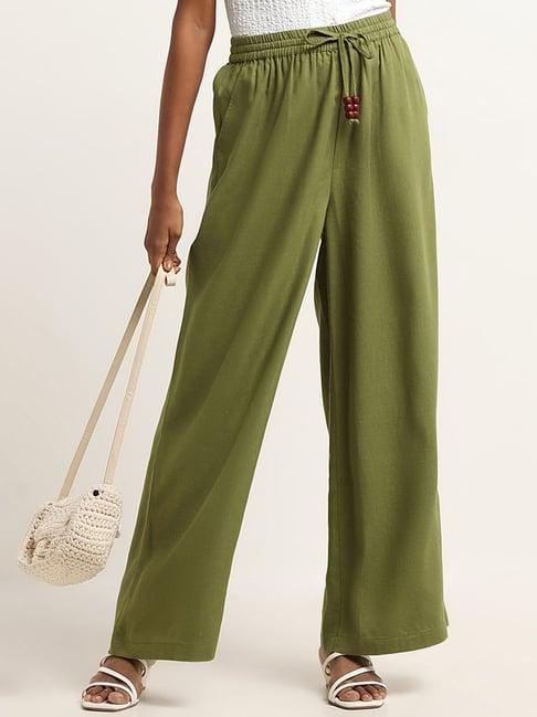 lov by westside green high rise wide leg pants