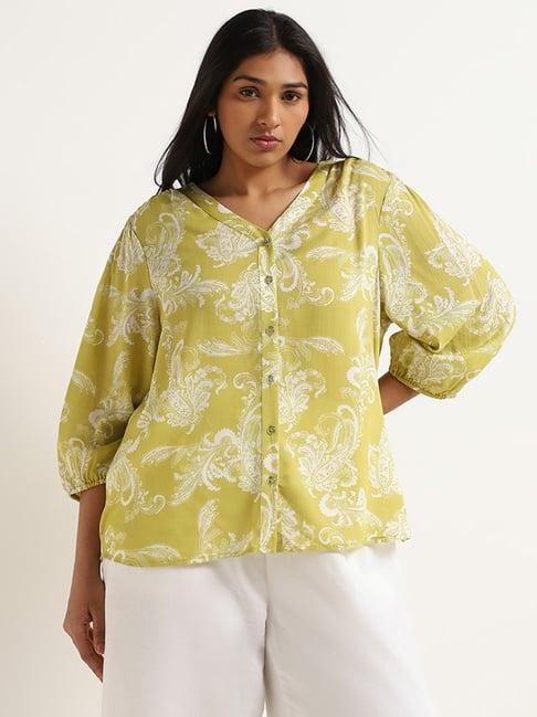 gia by westside green paisley printed shirt