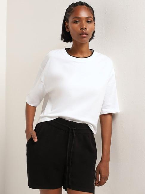 studiofit by westside solid white crop t-shirt