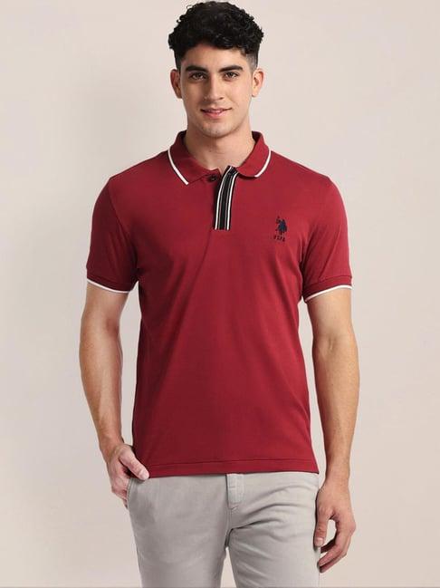 u.s. polo assn. red cotton slim fit polo t-shirt