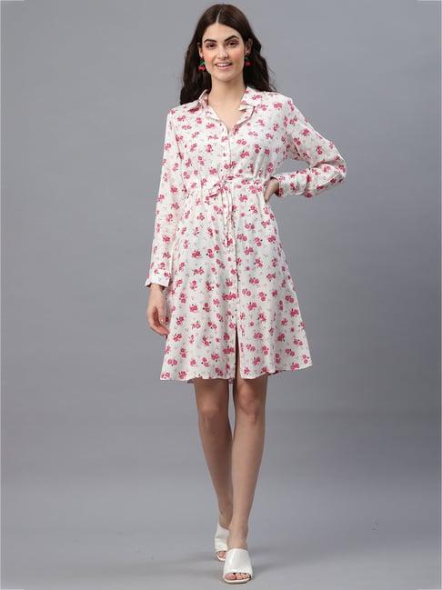 pretty loving thing white floral print shirt dress