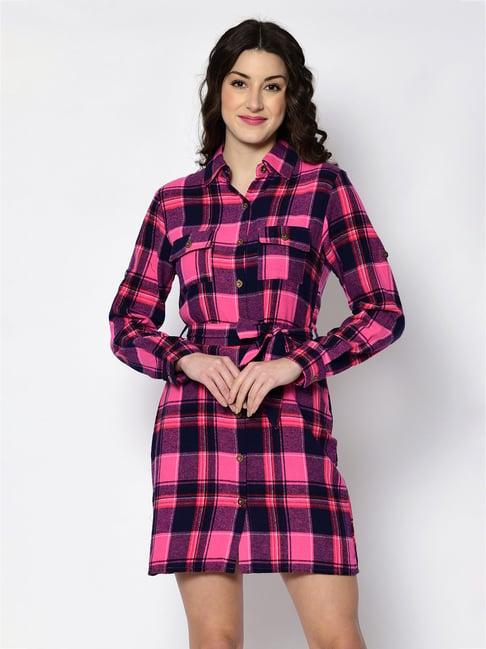 pretty loving thing pink checks shirt dress