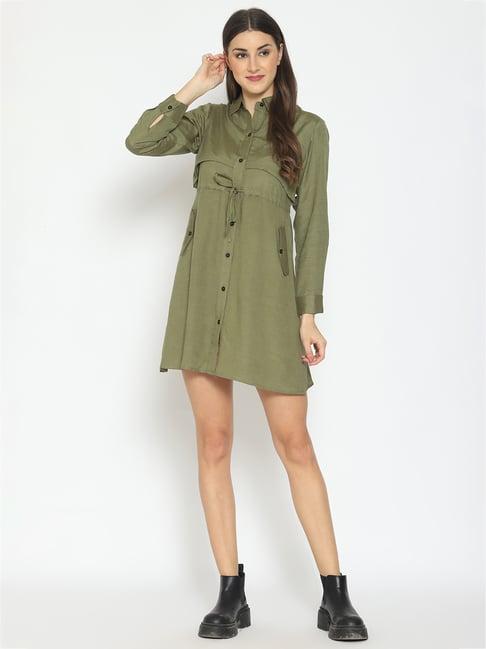 pretty loving thing olive regular fit shirt dress