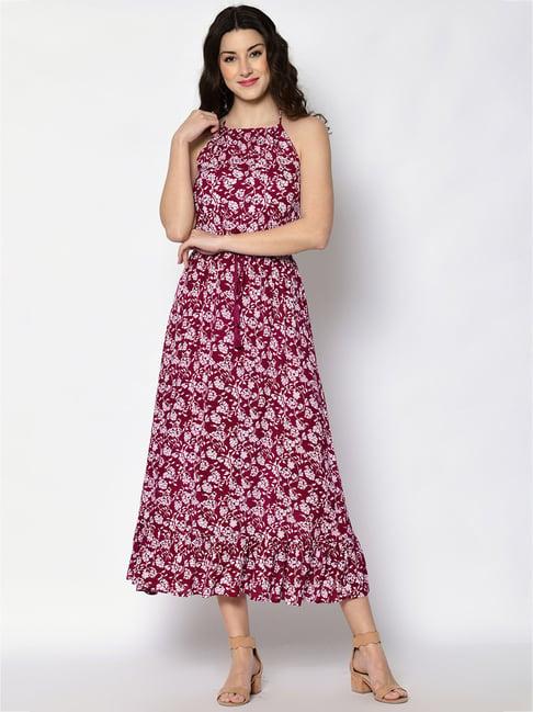 pretty loving thing maroon printed maxi dress