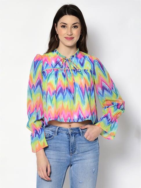 pretty loving thing multicolor printed crop top