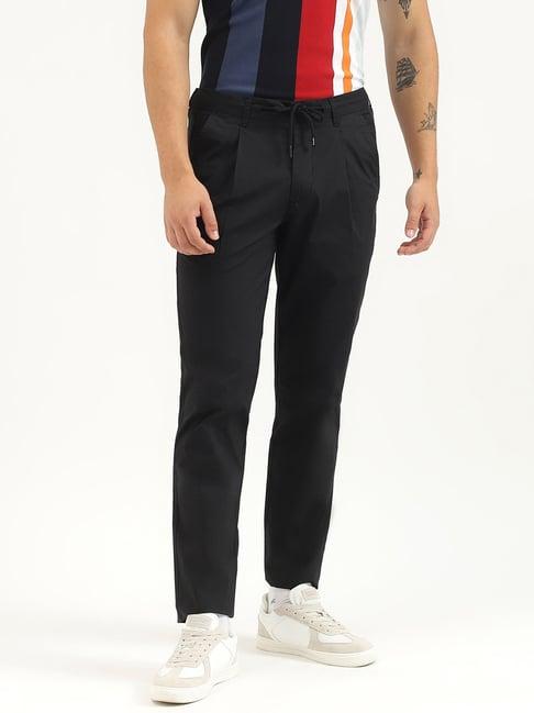 united colors of benetton black relaxed fit pleated trousers