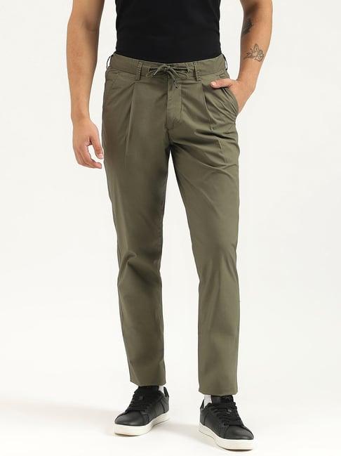 united colors of benetton green relaxed fit pleated trousers