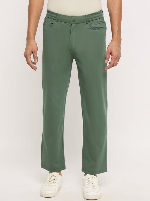 okane olive regular fit flat front trousers