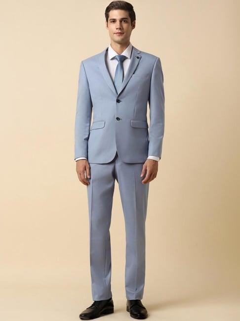 allen solly blue slim fit texture two piece suit