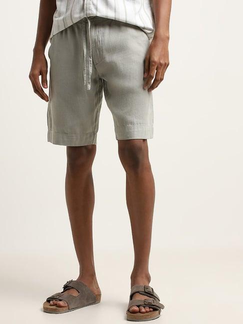 eta by westside light grey relaxed fit mid-rise shorts