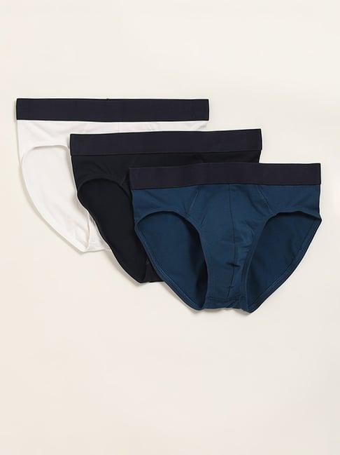 wes lounge by westside teal relaxed fit briefs - pack of 3