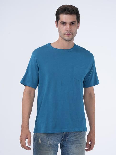 masculino latino teal blue regular fit crew t-shirt