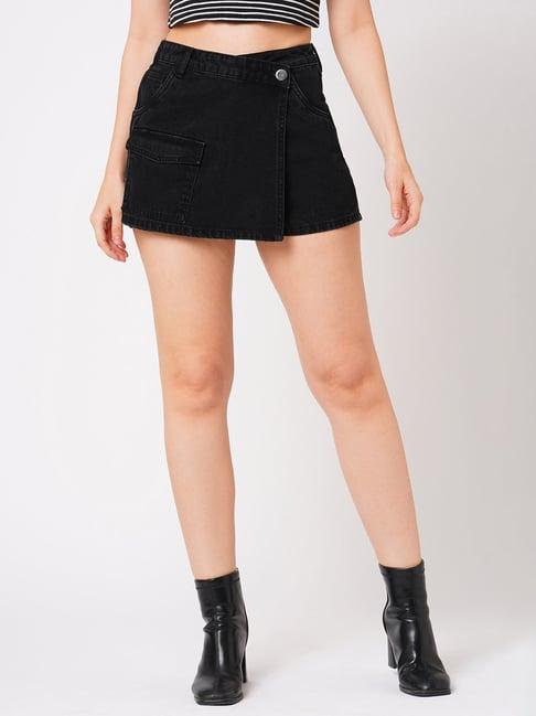 globus black cotton mini skorts