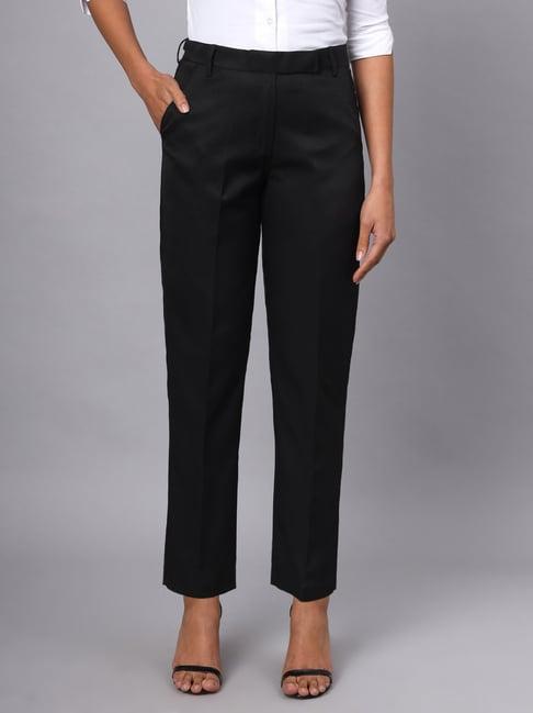 brinns black regular fit mid rise trousers