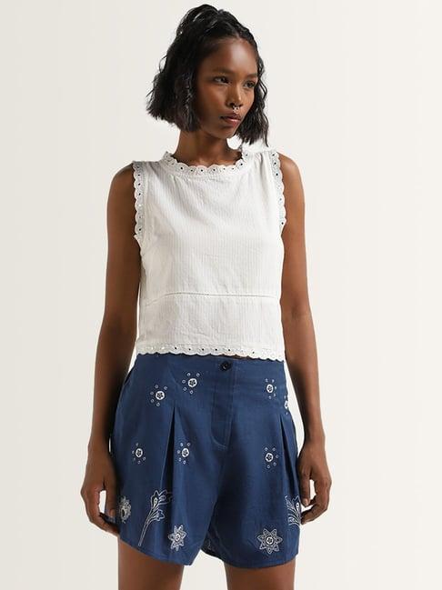 bombay paisley by westside white embroidered top