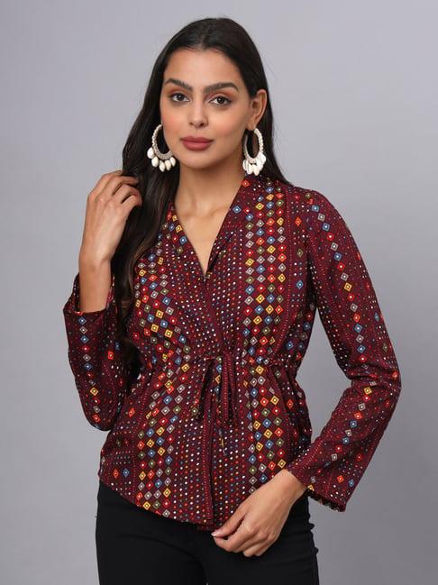 brinns maroon printed top