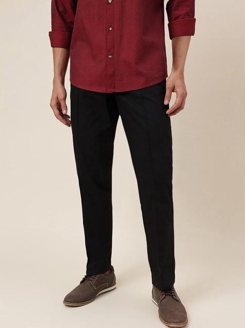 fabindia black cotton slim fit trousers