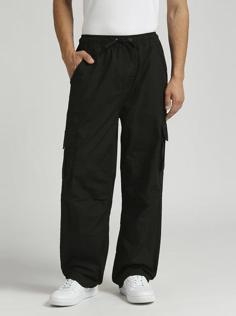 pepe jeans black cotton regular fit cargos