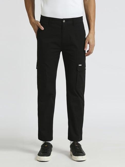 pepe jeans black cotton straight fit cargos