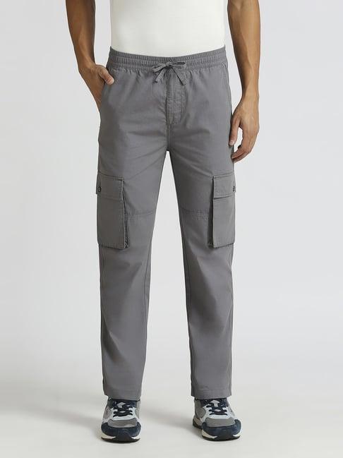 pepe jeans grey cotton regular fit cargos