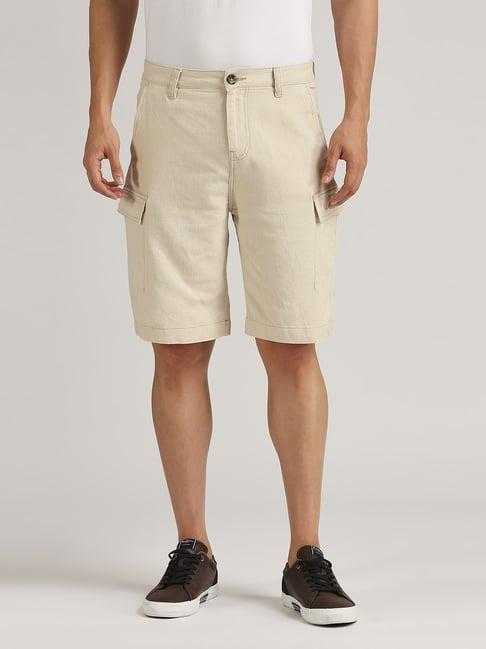 pepe jeans off white regular fit cargo shorts