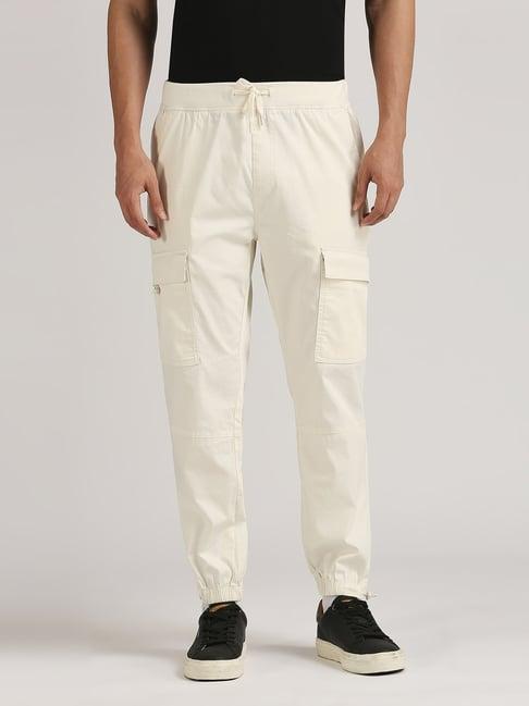 pepe jeans off white regular fit jogger jeans