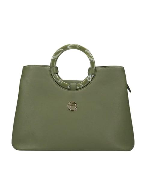 bagatt campania dark olive medium leather satchel handbag