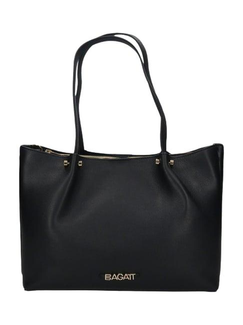 bagatt veneto black medium leather tote bag