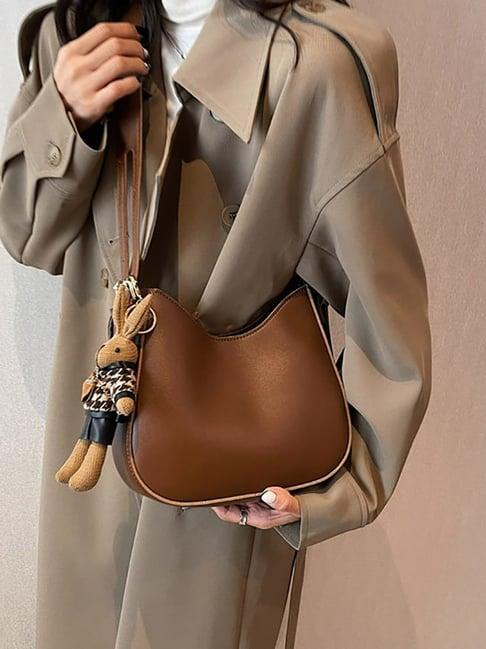 styli brown dual long tassel hobo bag