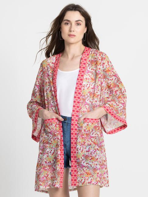 shaye pink floral print shrug