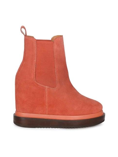 saint g women's sylvie rust wedge booties