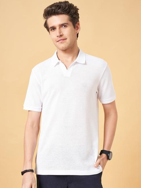 byford by pantaloons snow white cotton slim fit polo t-shirt