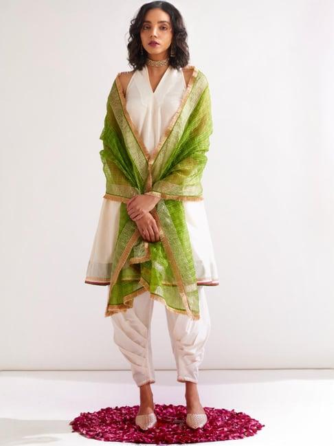 abhishti green chequered dupatta