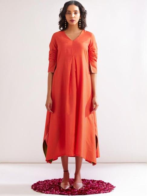 abhishti orange a-line dress