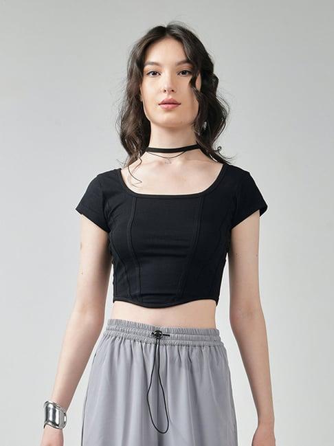 izf black corset crop top