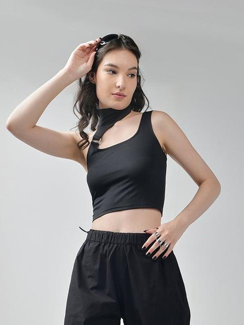 izf black buckle crop top