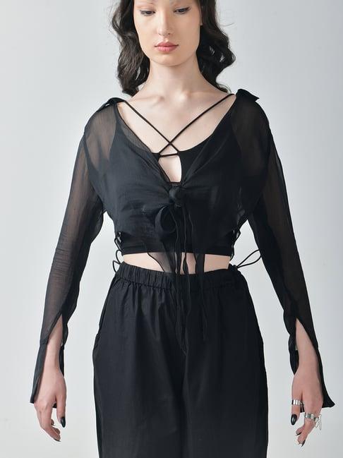 izf black tie-up shrug