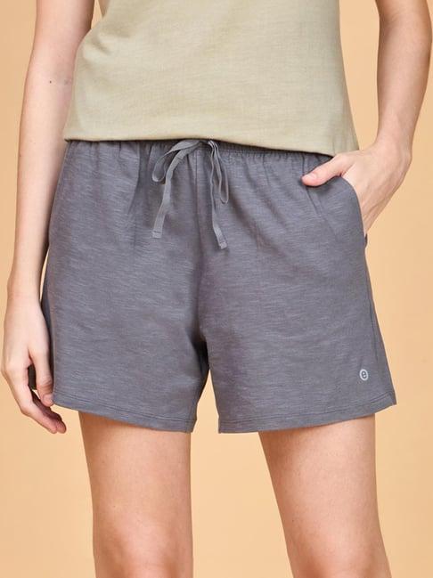 enamor stone grey cotton lounge shorts