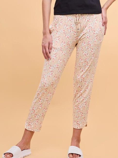 enamor almond floral print lounge track pants