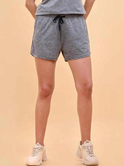 enamor smoke grey mid rise sports shorts