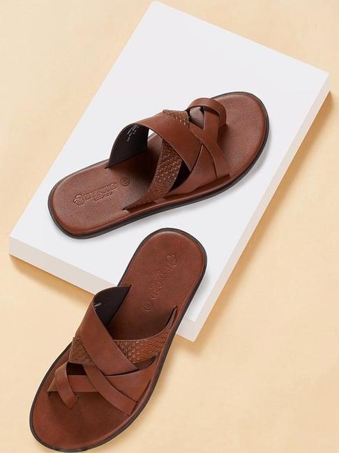 byford by pantaloons men's brown cross strap sandals