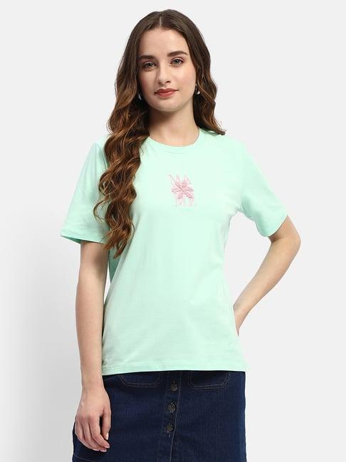 madame mint green embroidered t-shirt