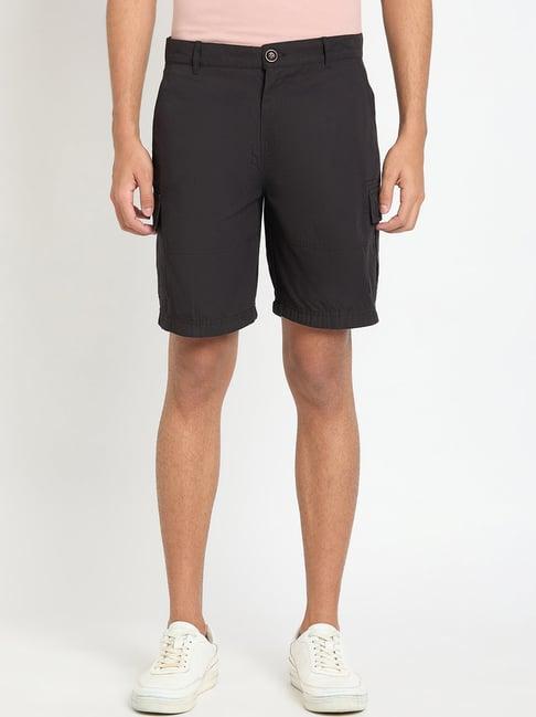 club york black regular fit cargo shorts