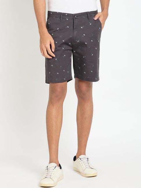 club york dark grey regular fit printed shorts