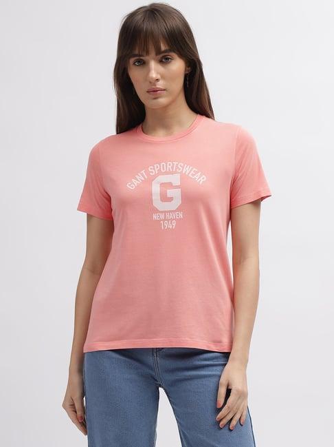 gant pink cotton graphic print t-shirt