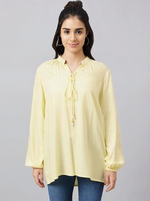 first resort by ramola bachchan yellow blouson top