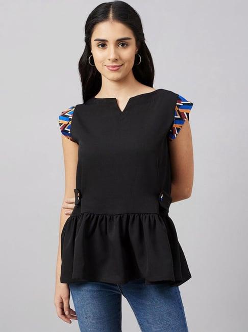 first resort by ramola bachchan black peplum top