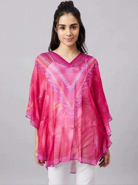 first resort by ramola bachchan pink floral tunic