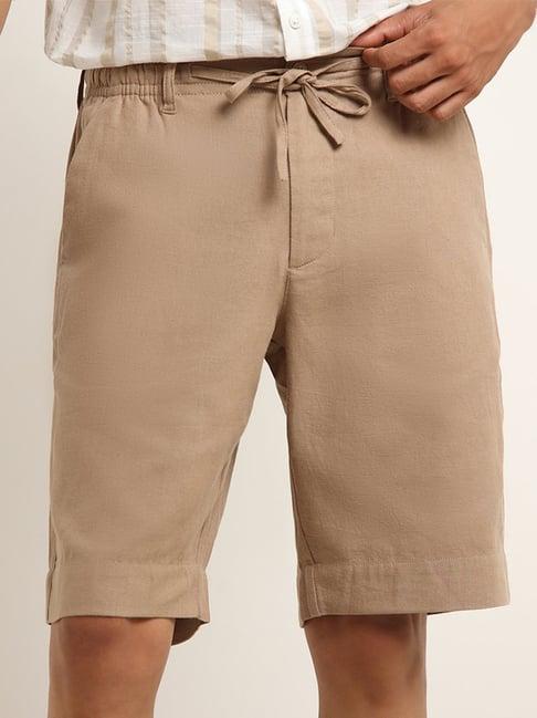 eta by westside taupe mid rise relaxed fit shorts